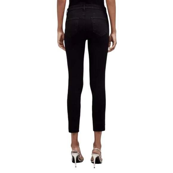 L'Agence Margot Velvet Stripe Black Noir High Rise Skinny Fit - Size 28 - Picture 3 of 13